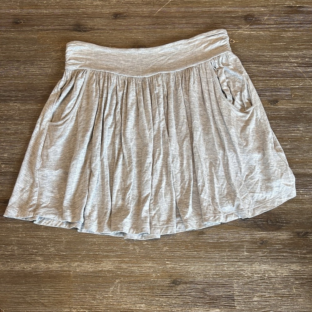 Womens Grey Knit Gap Pleated Mini Skirt Size Small w Pockets & Stretch